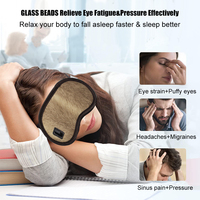Masque oculaire chauffant en jade naturel pour le sommeil, avec sangle réglable, vert et marron, pour le massage des yeux et le soulagement de la fatigue (vente en gros)