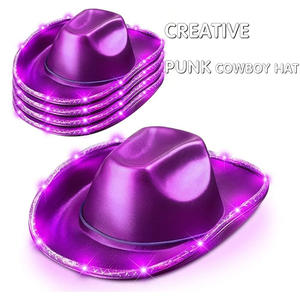 Chapeau de cowboy punk créatif avec logo personnalisé, colliers lumineux disco, accessoires de fête disco des années 70 pour accessoires de scène, enterrement de vie de jeune fille, fête d'anniversaire - Product Image 3