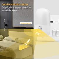 Veilleuse LED ZHILAI Mini Moderne 0,5W avec détecteur de mouvement PIR, à brancher, intensité réglable, pour chambre d'enfant et salle de bain
