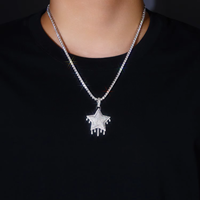 Collier pendentif en forme de cœur en cristal de glace, plaqué or, plaqué argent, plaqué rhodium, chaîne en laiton avec zircon, bijoux hip-hop