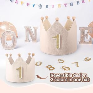 Corona di <span class=keywords><strong>compleanno</strong></span> per bambini tessuto mussola corona di <span class=keywords><strong>compleanno</strong></span> con numeri intercambiabili festa di <span class=keywords><strong>compleanno</strong></span> forniture corona Unisex - Product Image 3