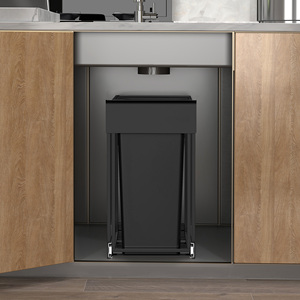 Songmics nhà bếp chất thải tách hệ thống cho Tủ 2 x 15L Chất thải <span class=keywords><strong>bin</strong></span> với 2 khoang nối dài khung thép ABS Nắp - Product Image 3