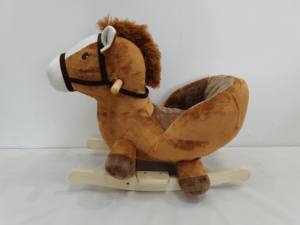 Superzacht Pluche Op Maat Gemaakt Kinder Speelgoed Hoge Kwaliteit Bruin Houten Dieren Schommelpaard voor Kinderen Gevuld met PP Katoen voor Verjaardagen - Product Image 4