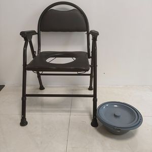 <b>Commode</b> <b>Chair</b> Folding Portable Toilet Seat For Elderly And Disabled Hospital Use Black HQY-1 - Product Image 1