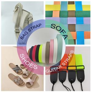 Sangle de sac en coton tissé de 50mm personnalisée en usine Sangle d'épaule à trois rayures - Product Image 6