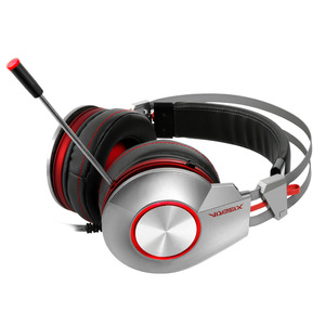 Casque de jeu Siberia K5U avec micro pour PC, casque antibruit, argenté et rouge - Product Image 3