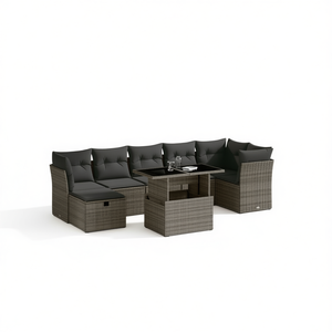Modular Grey PE Rattan Garden <b>Sofa</b> <b>Set</b> With Storage Outdoor Furniture Contemporary Design - Product Image 1