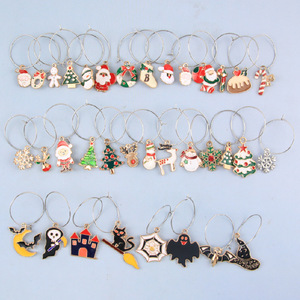 Christmas Zinc Alloy Wine Glass Rings With Holiday Charms 20-40Pcs For Party Table Decorations - Product Image 1