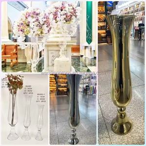 Jarrón de cristal duro transparente liso, decoración de eventos, 3 tamaños, soporte de flores para boda, centro de mesa y accesorio decorativo para eventos - Product Image 5