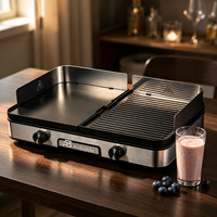 Grill électrique portable d'intérieur 1800W, grill teppanyaki sans fumée, plaque antiadhésive détachable, contrôle numérique pour la cuisson à la maison