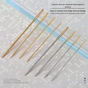 Ojo grande cola dorada Metal aguja <span class=keywords><strong>de</strong></span> coser a mano aguja <span class=keywords><strong>de</strong></span> bordado <span class=keywords><strong>de</strong></span> <span class=keywords><strong>punto</strong></span> <span class=keywords><strong>de</strong></span> <span class=keywords><strong>cruz</strong></span> para uso doméstico - Product Image 2