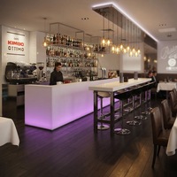 Comptoir de service rectangulaire moderne en surface solide blanche, résistant aux rayures et aux taches, pour restaurants et bars, avec dessin gratuit