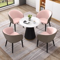 Ensemble de table à manger moderne de luxe léger en pierre frittée avec pieds en métal, 4 places, pour réception commerciale, café, bar, bureau
