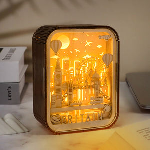 <span class=keywords><strong>2025</strong></span> Neue Produkte mpfehlung Schloss Windmühle Holz Foto rahmen Lampe für Geburtstags geschenk artikel - Product Image 5