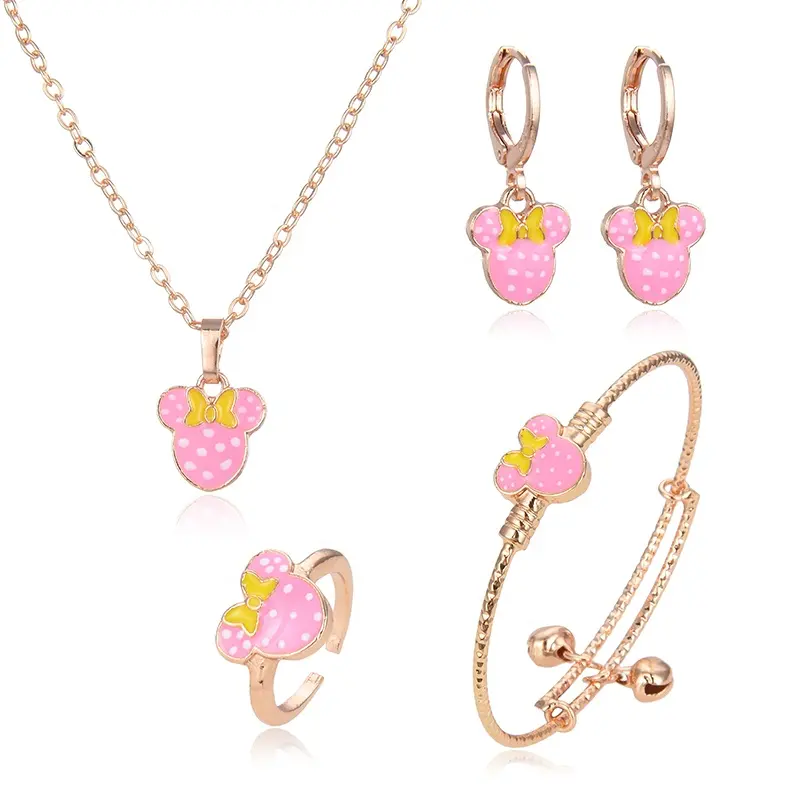 High Quality Trendy Design Kids Necklace Pendant Jewelry Kids Personalized Adjustable Gold Baby Bracelet Girls Jewelry Set