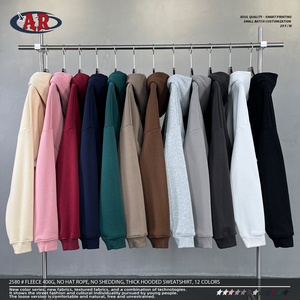 High-quality Cotton <strong>Thick</strong> <strong>Fleece</strong> Oversize 400g Heavy Weight 12 Colors Blank Custom Unisex Hoodies - Product Image 5