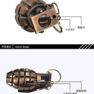 ไฟฉายขนาดเล็กแบบรูปทรงระเบิดมือ ไฟ LED อินฟราเรด พวงกุญแจแบบพกพา ไฟสำหรับตั้งแคมป์ ใช้แบตเตอรี่ - Product Image 3