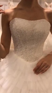 Sans bretelles prix de gros chérie perles à plusieurs niveaux sans manches <span class=keywords><strong>princesse</strong></span> <span class=keywords><strong>robe</strong></span> de bal robes de mariée mariée 9249 # - Product Image 3