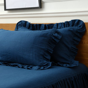 Set da 3 Pezzi in Lino Naturale Francese 100% Lino <span class=keywords><strong>Copripiumino</strong></span> con Balza Lenzuolo Matrimoniale King Queen Twin Trapunte Tessute per Casa Hotel Borse - Product Image 2