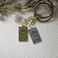 Fortune Tarot Kartı Anahtarlığı, 13x30mm, Metal El ve Göz Şeklinde Tılsım, Hediyelik Vintage Tarzı, Altın ve Gümüş