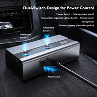 GXYKIT GC11S Chargeur double pour voiture, répartiteur allume-cigare USB-C à charge rapide PD, câble rétractable, 9 ports d'extension, surveillance de la tension