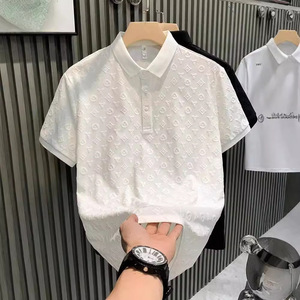 Camiseta <span class=keywords><strong>Polo</strong></span> <span class=keywords><strong>de</strong></span> Manga Corta 2025 para <span class=keywords><strong>Hombre</strong></span>, Estilo Casual <span class=keywords><strong>de</strong></span> Negocios, Jacquard, Cuello Camisero, Media Manga, Prenda Superior con Cuello, Ropa Masculina - Product Image 2