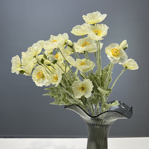 <span class=keywords><strong>Fleurs</strong></span> artificielles de pavot en flocage, style pastoral, pour décoration intérieure, mariage, extérieur et accessoires de photographie - Product Image 3