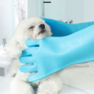 Silicone <b>Pet</b> Washing Gloves Soft <b>Bath</b> Glove Finger Brush <b>Cleaning</b> Gloves for Dog Cat Grooming - Product Image 2