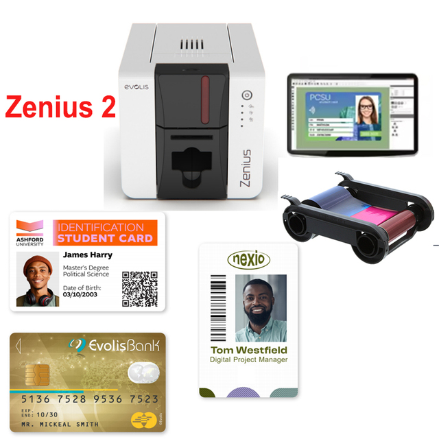 Sell Well Evolis Zenius 2 Automatic New 600dpi Single-sided Plastic Card and Paper ID Card Printer for PVC
