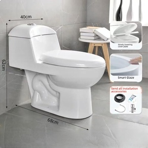 <span class=keywords><strong>WC</strong></span> monobloc en céramique blanche moderne Wayon, chasse d'eau siphonique, double <span class=keywords><strong>bouton</strong></span> pour salle de bain d'hôtel - Product Image 5