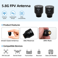 Antenne FPV RHCP 5.8GHz, signal uniforme pour lien vidéo de drone FPV avec connecteur, transmetteur VTX 50 Ohm, quadricoptère UAV