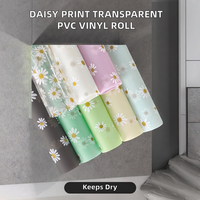 Rouleau de PVC transparent souple holographique effet gelée, simili cuir, 12 x 53 pouces, imprimé petites marguerites, vinyle imperméable pour loisirs créatifs, tissu DIY, cosmétique