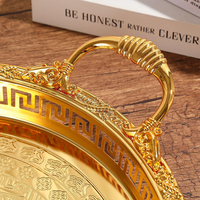 Luxe Europese ronde fruit schaal met handgrepen, opbergplateau, op maat gemaakte dessertbord, bruiloftdecoratie, keukenartikelen, huisdecoratie