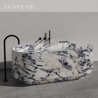 Baignoire autoportante en marbre Calacatta Viola blanc naturel durable Tostone pour salle de bain commerciale et résidentielle