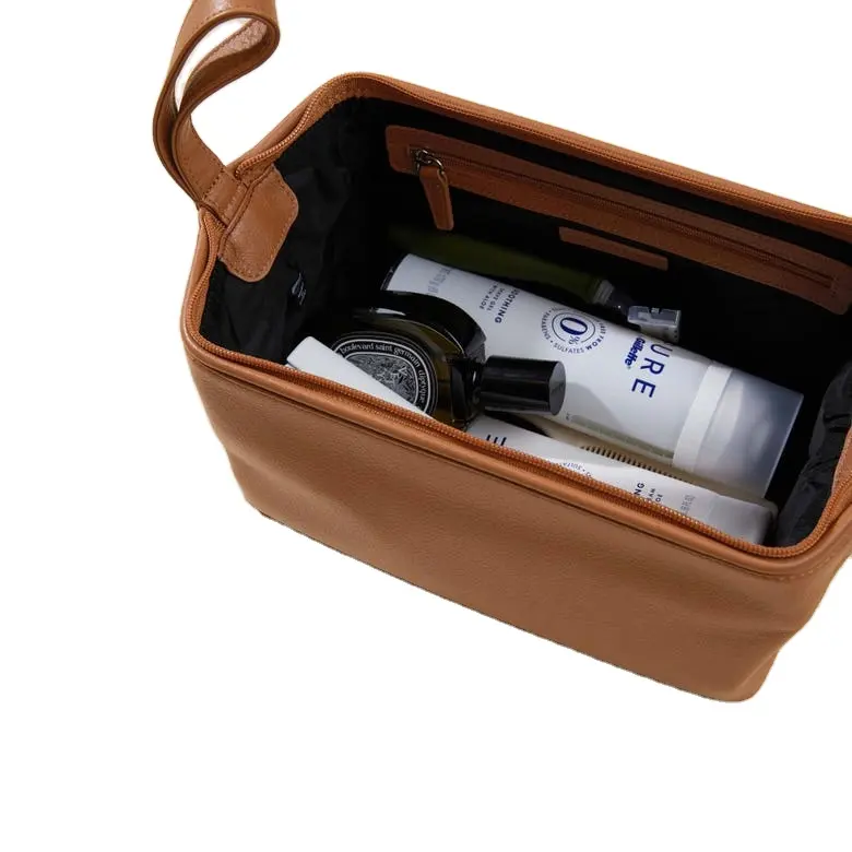 2023 men shaving products luxury cosmetic gift bag portable pu leather cosmetic bag for men