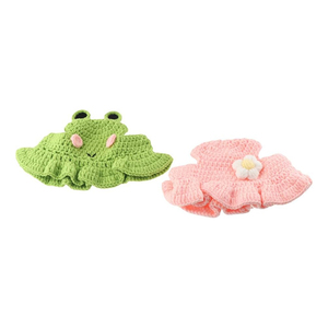 Chapeaux pour animaux de compagnie en laine tissés à la main, écologiques, personnalisés, en crochet, forme d'animaux de dessin animé mignons, été-printemps, petites et moyennes tailles, vente en gros - Product Image 1