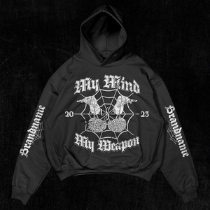 เสื้อฮู้ดพิมพ์ลาย My Mind Is My สำหรับผู้ชาย ทรงโอเวอร์ไซส์ สีดำ ผ้าฝ้าย สไตล์สตรีทแวร์ ปี 2023 วางจำหน่ายออนไลน์แล้ว - Product Image 6