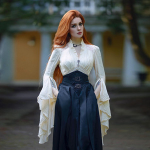 Vêtements pour femmes col en V Style gothique haut à manches longues automne nouveau Halloween <span class=keywords><strong>t</strong></span>-<span class=keywords><strong>shirt</strong></span> polyvalent - Product Image 4