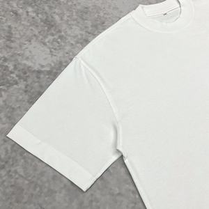 T-shirts en coton de haute qualité 220 g/m² à col rond, blancs, coupe courte, épais, amples, pour hommes, style boxy, été - Product Image 5