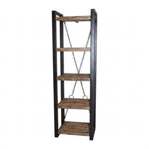 Estantería Industrial de Madera con Estructura de Hierro Negro y Cinco Estantes Abiertos, Mueble de Almacenamiento Rústico Independiente para Decoración del Hogar - Product Image 1
