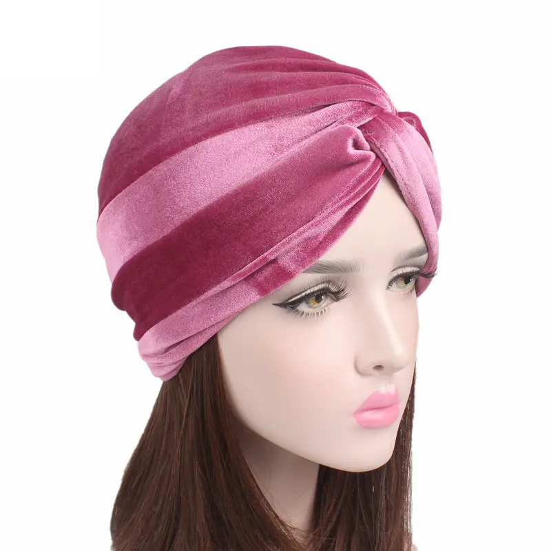 Copricapo in velluto con tessuto satinato ventilato cappello con elastico copricapo con cappuccio incrociato