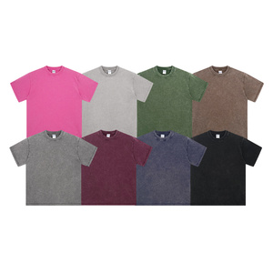 High Quality Men's 275gsm Retro Acid Stone Washed Cotton Oversize <b>Tshirt</b> Vintage T-shirt Custom HeavyWeight T Shirt For Men - Product Image 3