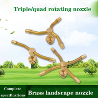 Tête d'arrosage automatique rotative à 360 degrés à quatre brins en cuivre, système d'arrosage de pelouse et de jardin à 4 points avec fonction de brumisation
