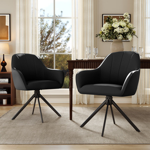 Modern <b>Reclining</b> PU <b>Leather</b> Dining <b>Chair</b> with Metal Legs Upholstered for Home Furniture - Product Image 1