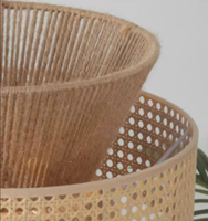 Lámpara colgante de ratán Vintage japonesa, lámpara de techo de cuerda superior con pantalla para decoración de hogar y casa de té, aplicación interior