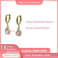 Pendientes de Mujer de Acero Inoxidable 316L de Alta Calidad, Estilo Europeo de Lujo Ligero, con Circonitas Multicolores