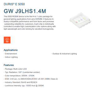 Mejor Precio en Chips LED RGBW Multicolor OSRAMs GW J9LHS1.4M para Pantallas Comerciales/Industriales/Minoristas con 3 Años de Garantía - Product Image 2