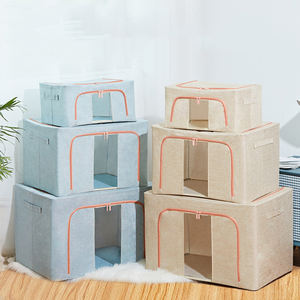 Custom Logo Size Zipper Wardrobe Clothes Quilt Thicken <b>Fabric</b> Organizer <b>Storage</b> Cube <b>Box</b> Bins With Clear Window - Product Image 1