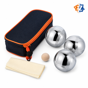 Ensemble de pétanque à trois boules, boules chromées de 72 mm avec étui de transport Oxford pour jeu sur la plage ou sur terrain, OEM personnalisé - Product Image 1