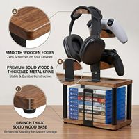Support portable 4-en-1 en bois massif pour casque et manettes, base de rangement pour jeux vidéo Xbox/PS5/PS4 - Décoration de salle de jeu, cadeau
